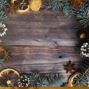 PVC Placemats: Wood with oranges, pine and anise