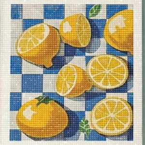 Diamond Dotting: Il Dolce Far Niente (Lemons on blue check)
