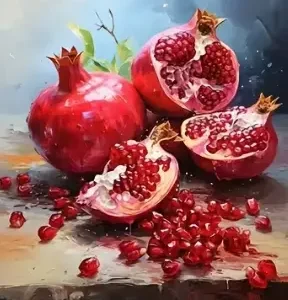 Paint by Numbers: Pomegranate on table