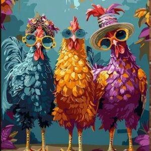 Paint by Numbers: Funky Chickens
