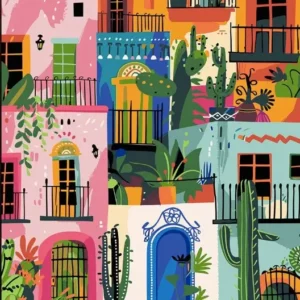 Paint by Numbers: Vibrant Desert Villa – Colourful Cactus Town