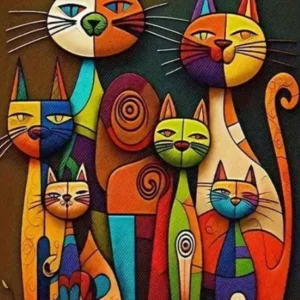 Paint by Numbers: Peculiar Abstract Cats