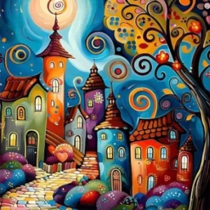Paint by Numbers: Whimsical Village Dreams